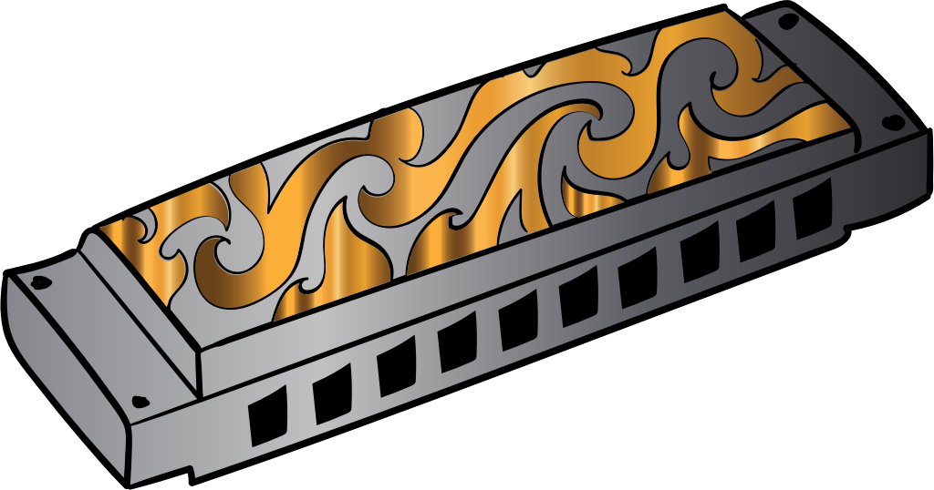 Hand drawn harmonica vector