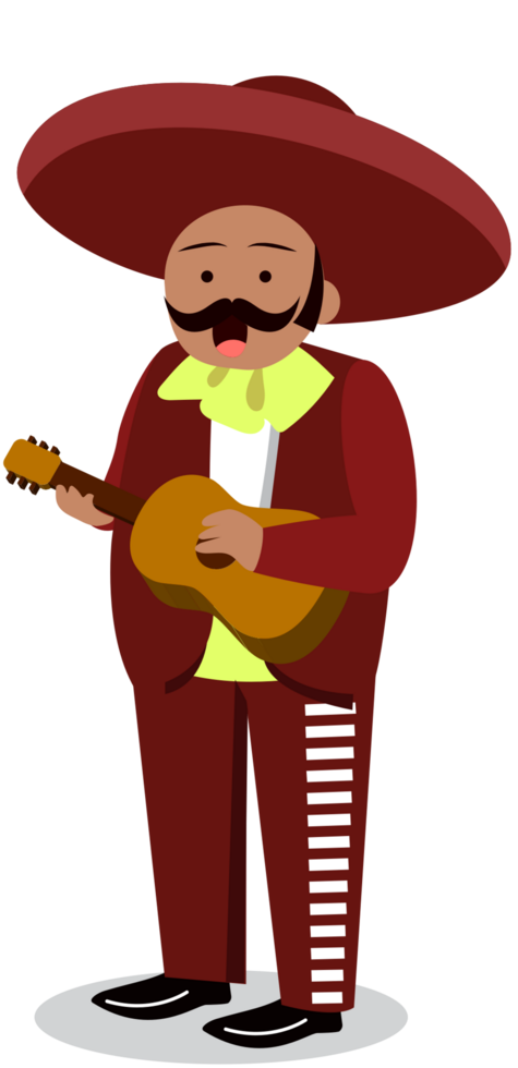 Mariachi musician playing mini guitar vector
