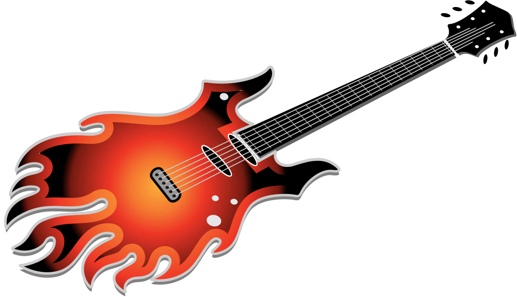 Flaming electric guitar vector