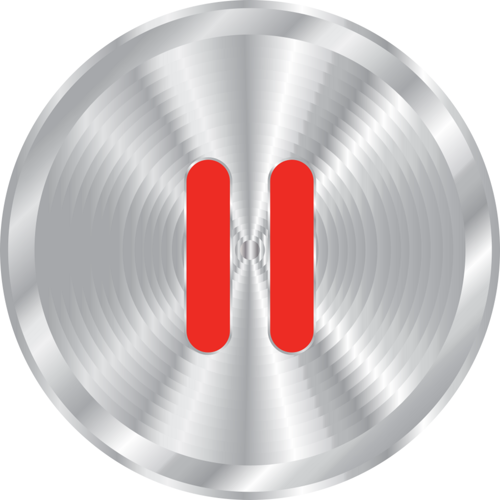 Silver music button pause vector