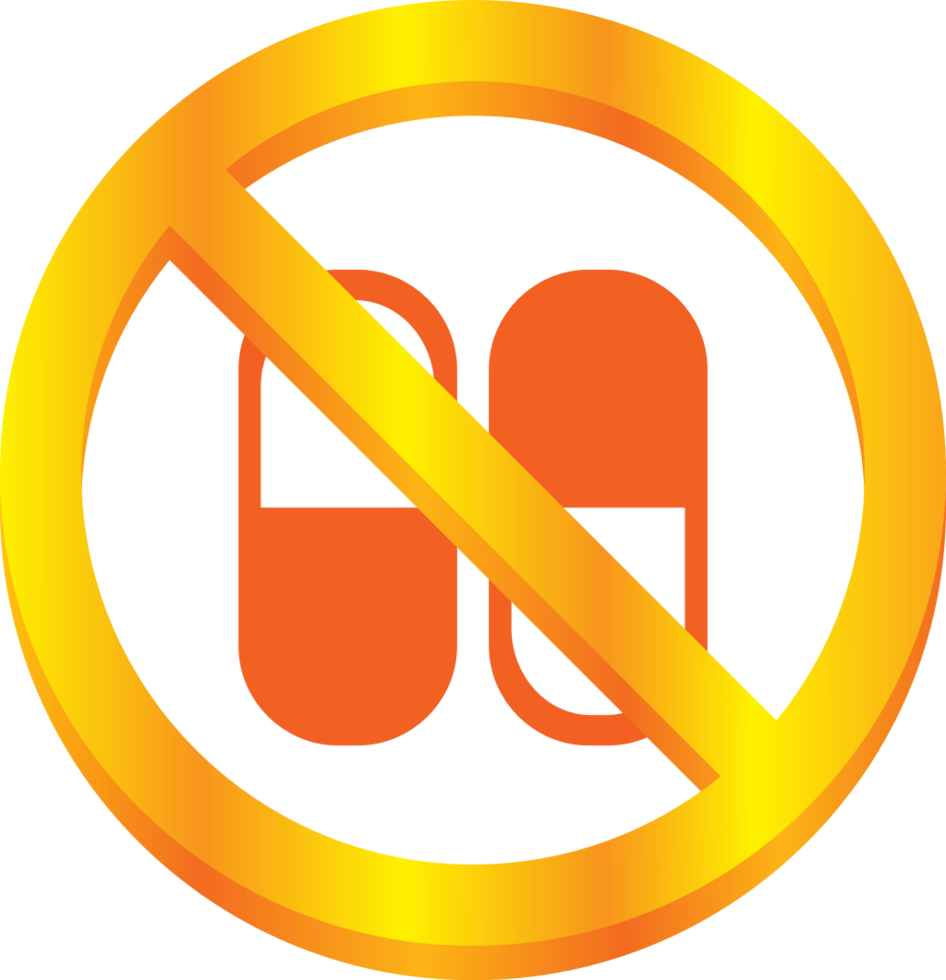 No drugs sign gold capsule vector