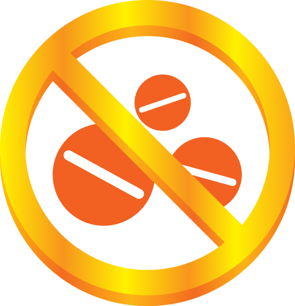 No drugs sign gold pills vector