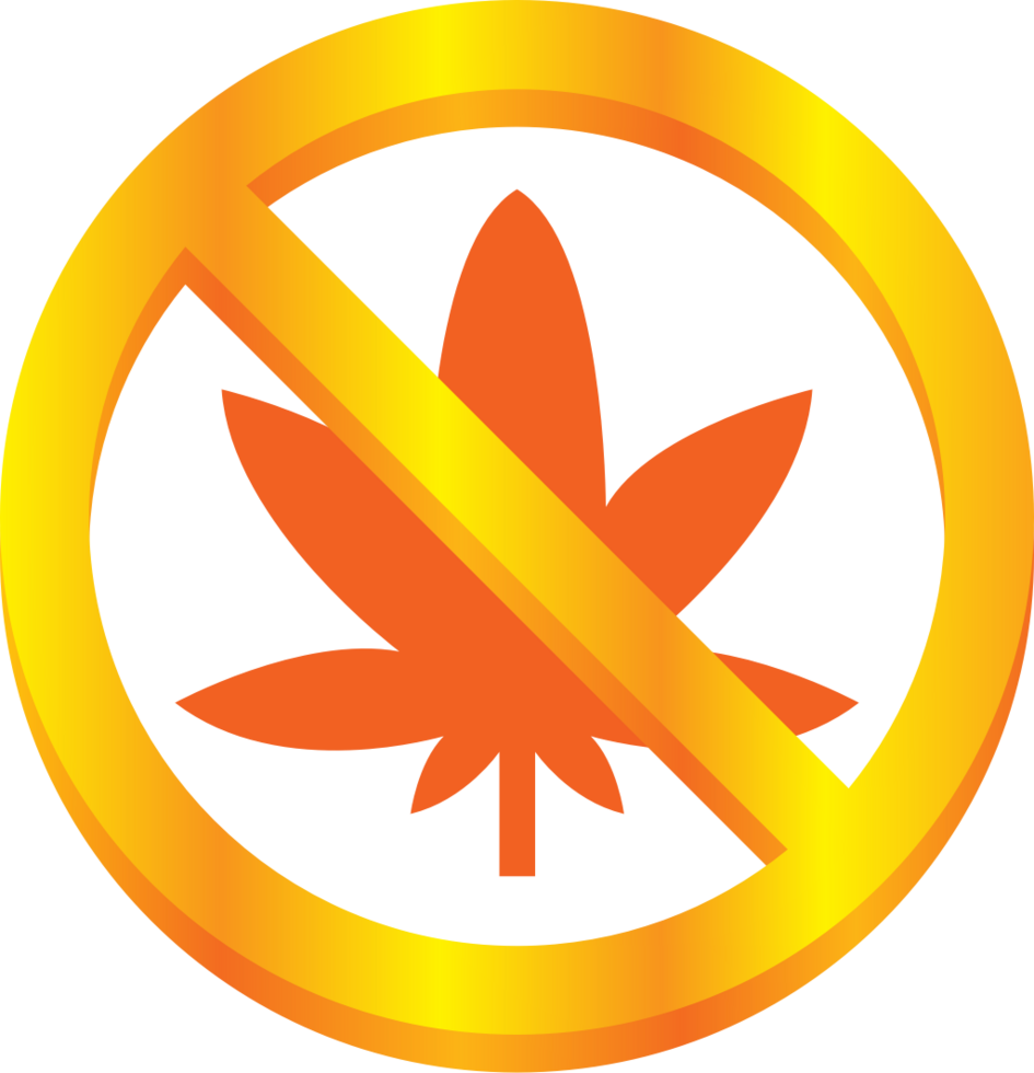 No drugs sign gold cannabis vector