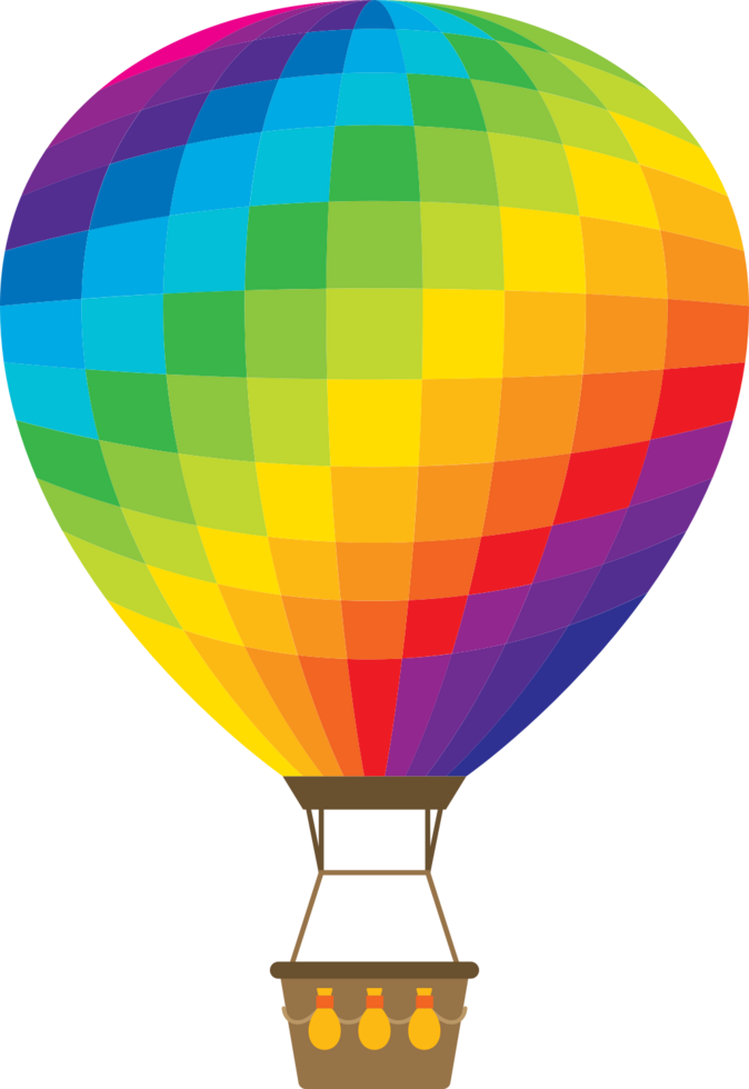 Rainbow hot air balloon vector