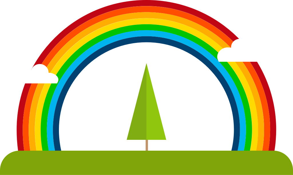 Rainbow on island vector