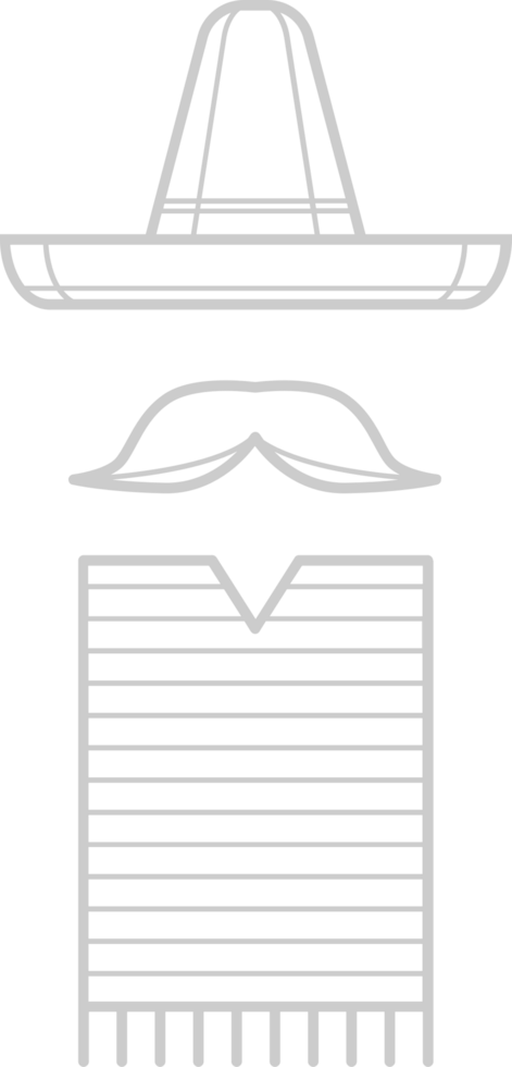 Sombrero with moustache outline vector