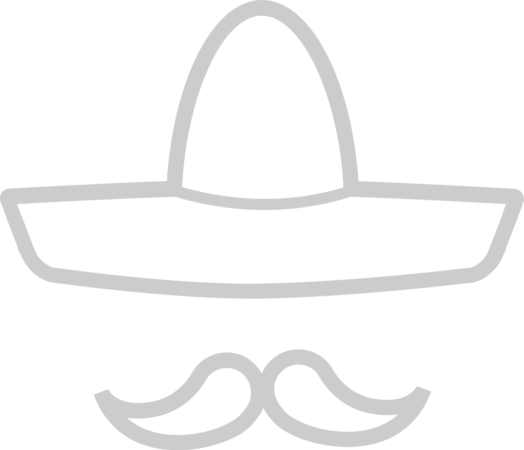 sombrero con Bigote contorno vector