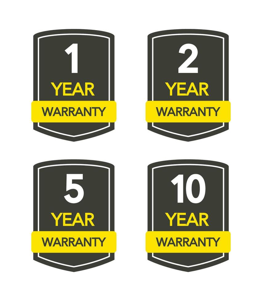 Badges set with year warranty on white background. Vector illustration.