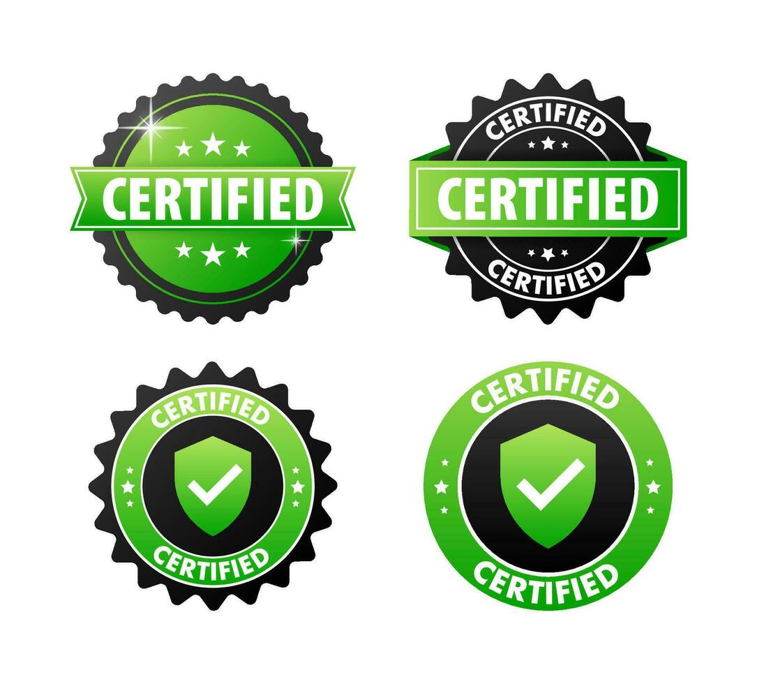 Certified Label, Official confirmation of quality and compliance with standards vector