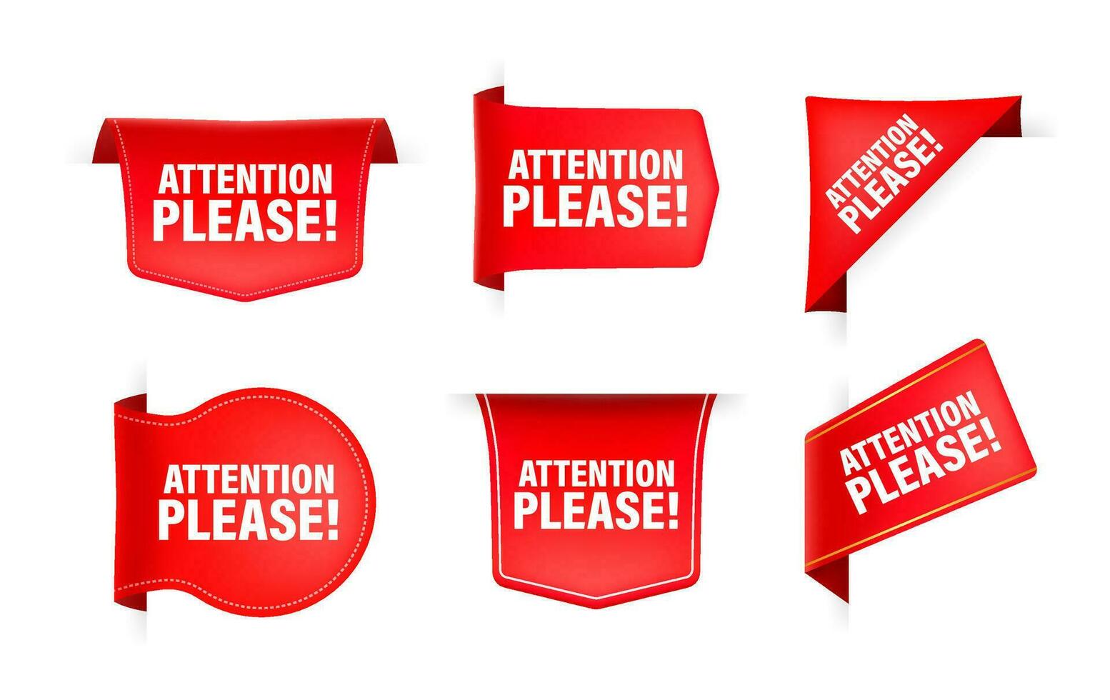Red ribbon with text attention please. Banner ribbon label attention please vector