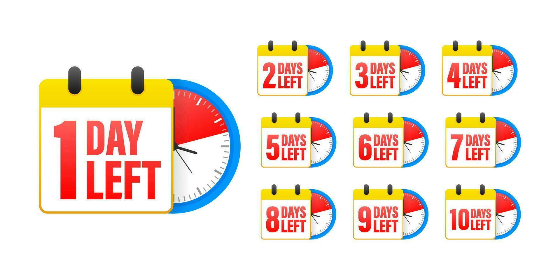 Days left countdown set. Product limited promo. Day only stock. Hours left counter icon. Sale, reminder app vector