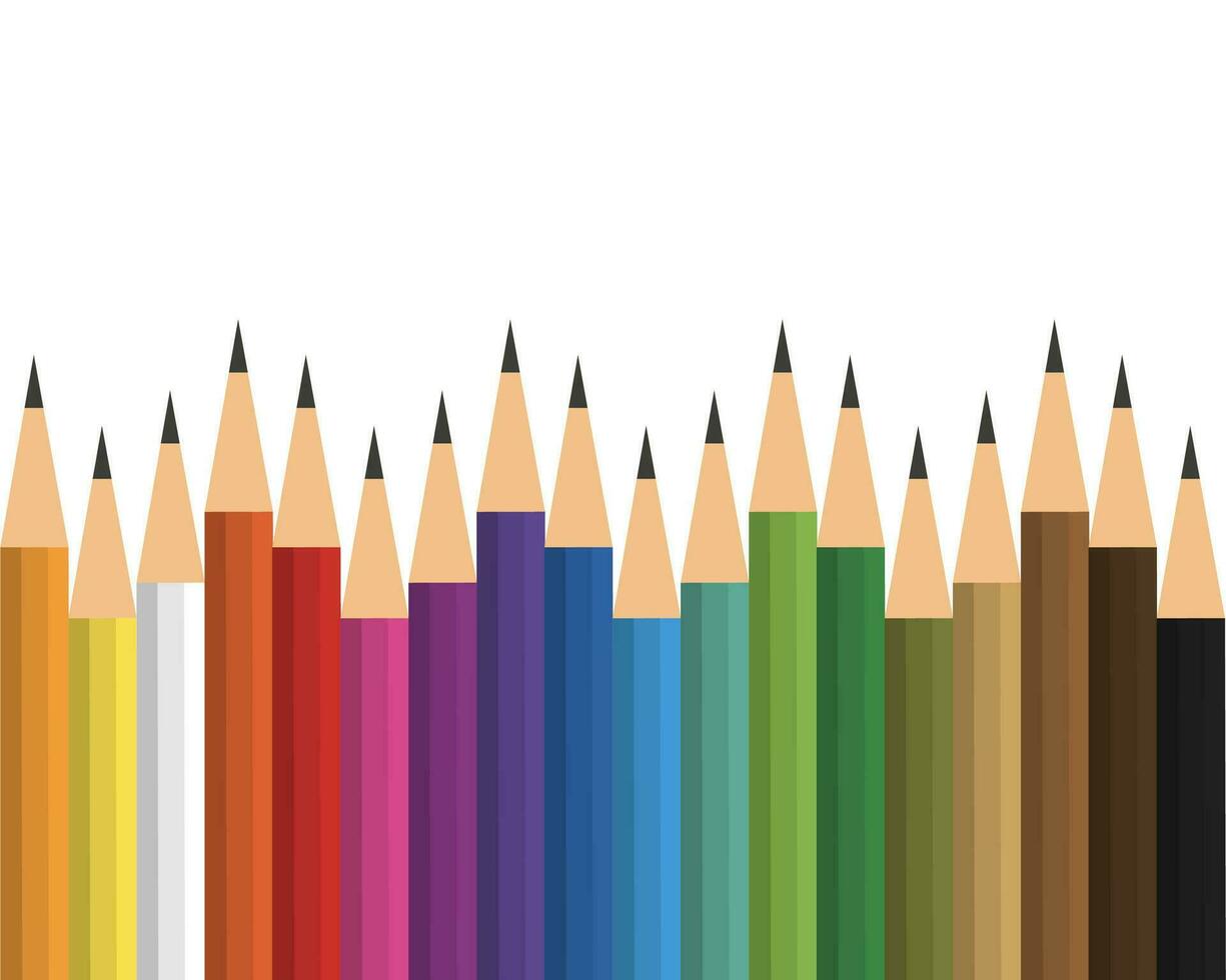 Lead pencils various length on white background. vector