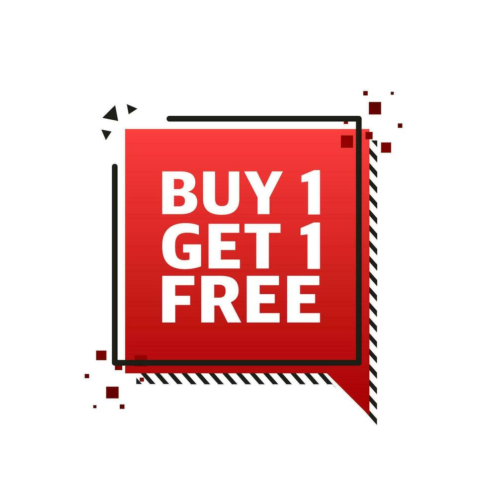 Buy 1 Get 1 Free, sale tag, banner design template, app icon. Vector illustration