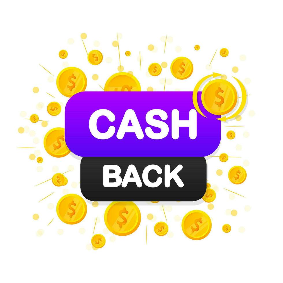 Cashback concept logo. Cash back green banner on white background. vector