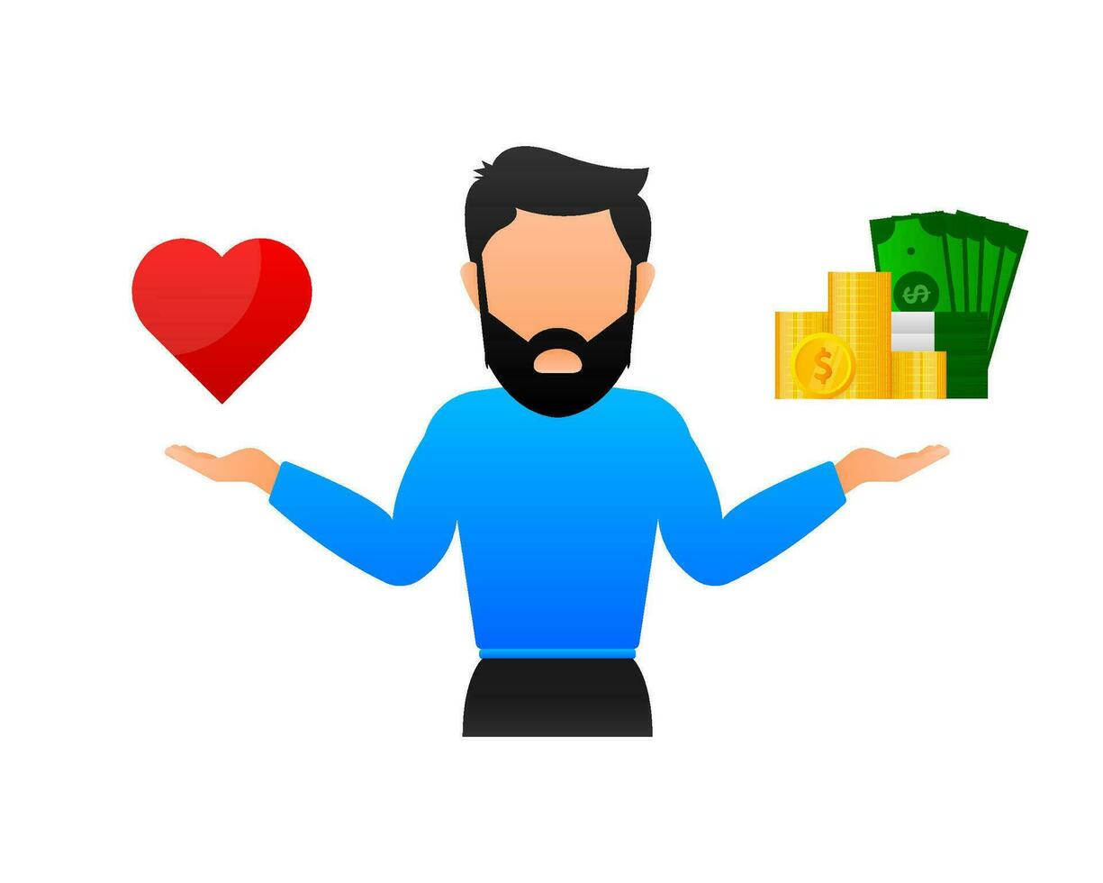 Money vs love, great design for any purposes. Vector, illustration vector
