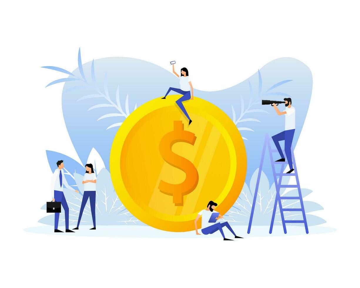 Money people in flat style. Stock vector illustration.