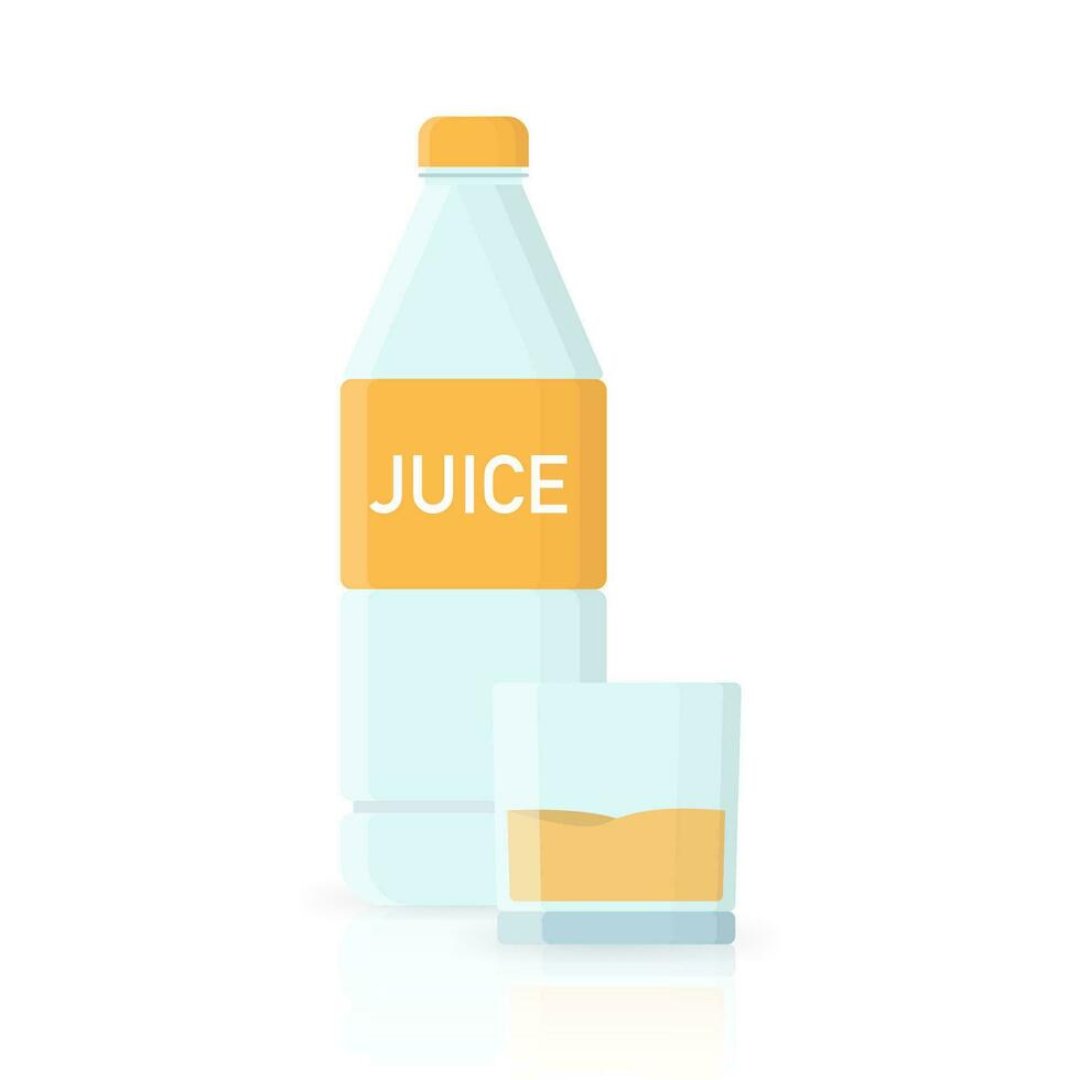 Orange juice bottle of water icon in flat style isolated. vector