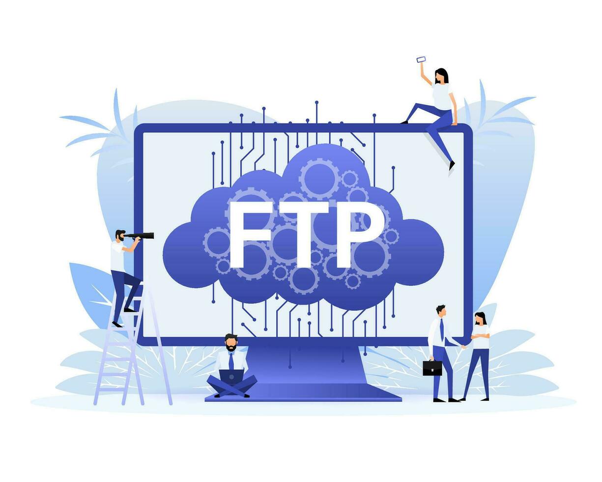 plano web bandera con ftp. solicitud interfaz. tecnología concepto. vector ilustración.