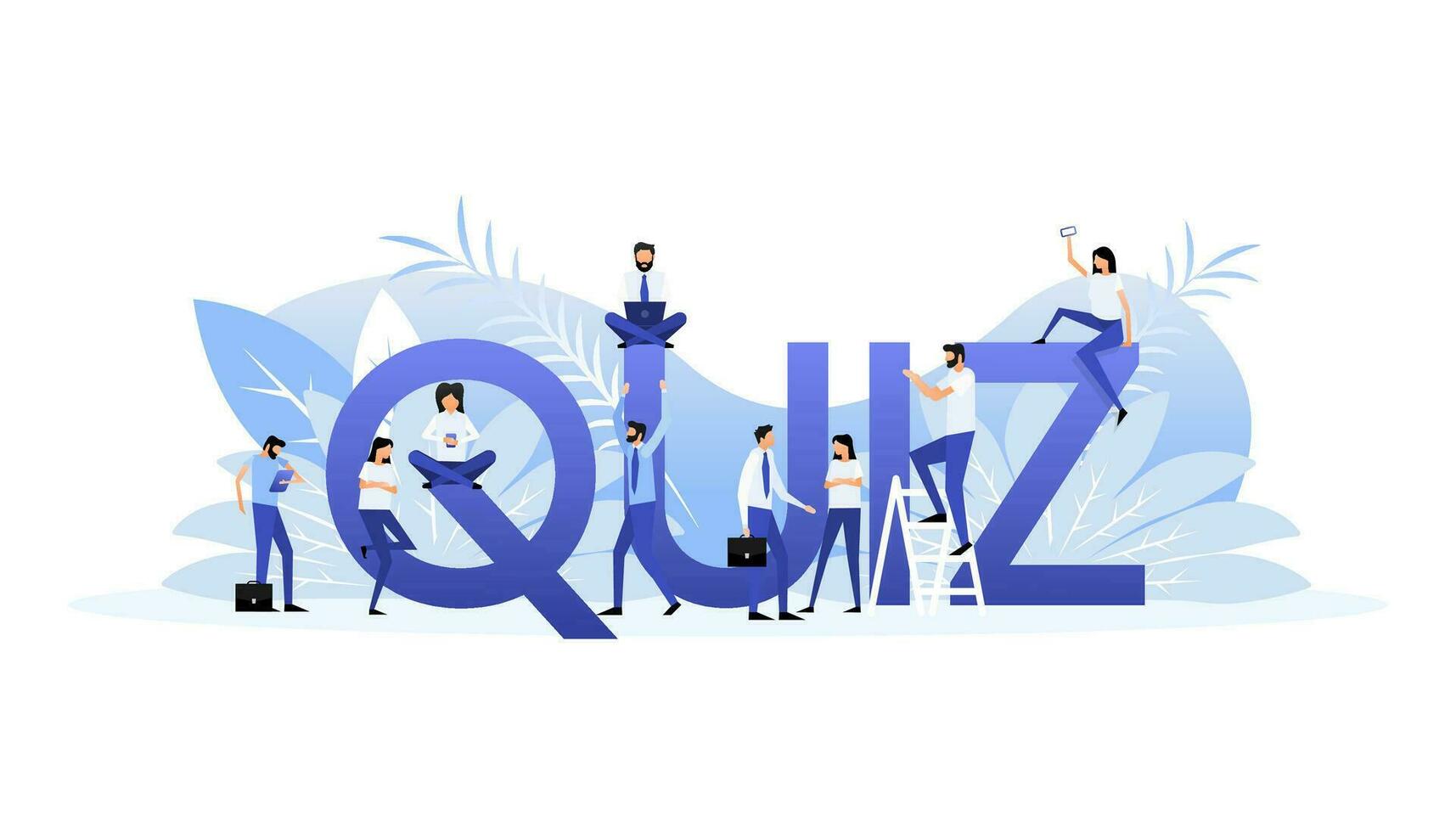 Quiz sign people. Flat vector illustration. Business vector icon.