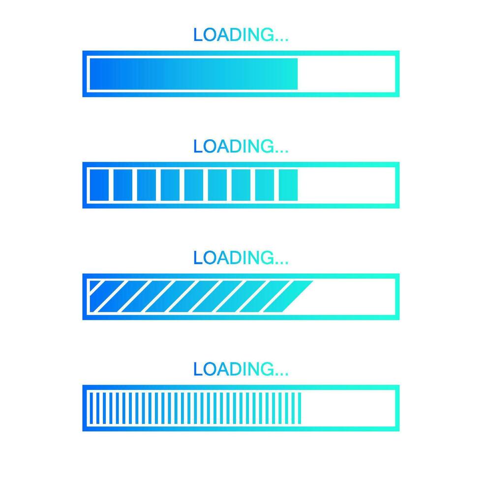 Vector progress loading bar set. Process indicator.