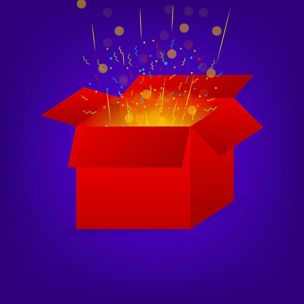 Red mystery box on light background. Premium vector. Digital background vector