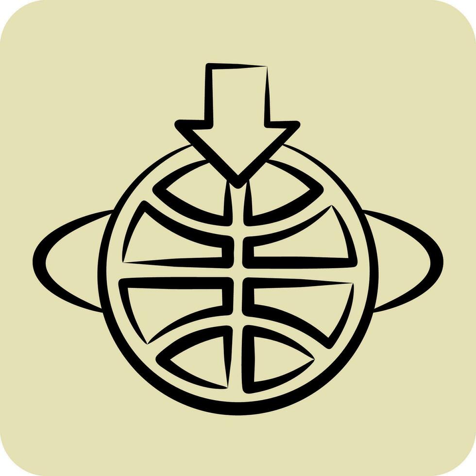 Icon Geostationary Orbit. related to Satellite symbol. hand drawn style. simple design editable. simple illustration vector