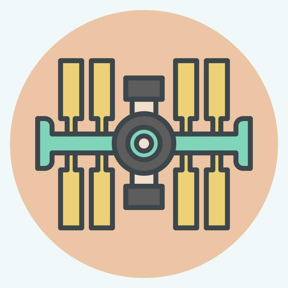 Icon Space Station. related to Satellite symbol. color mate style. simple design editable. simple illustration vector