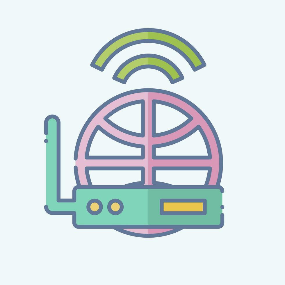 Icon Internet Receiver. related to Satellite symbol. doodle style. simple design editable. simple illustration vector