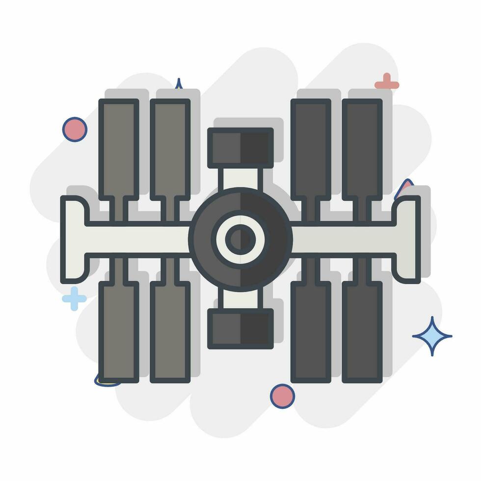 Icon Space Station. related to Satellite symbol. comic style. simple design editable. simple illustration vector