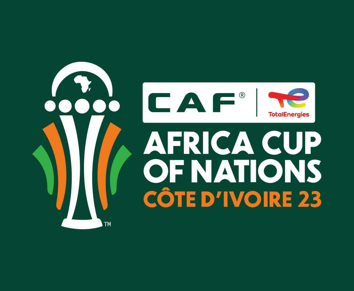 lata Marfil costa 2023 logo africano taza de naciones fútbol americano diseño con verde antecedentes vector