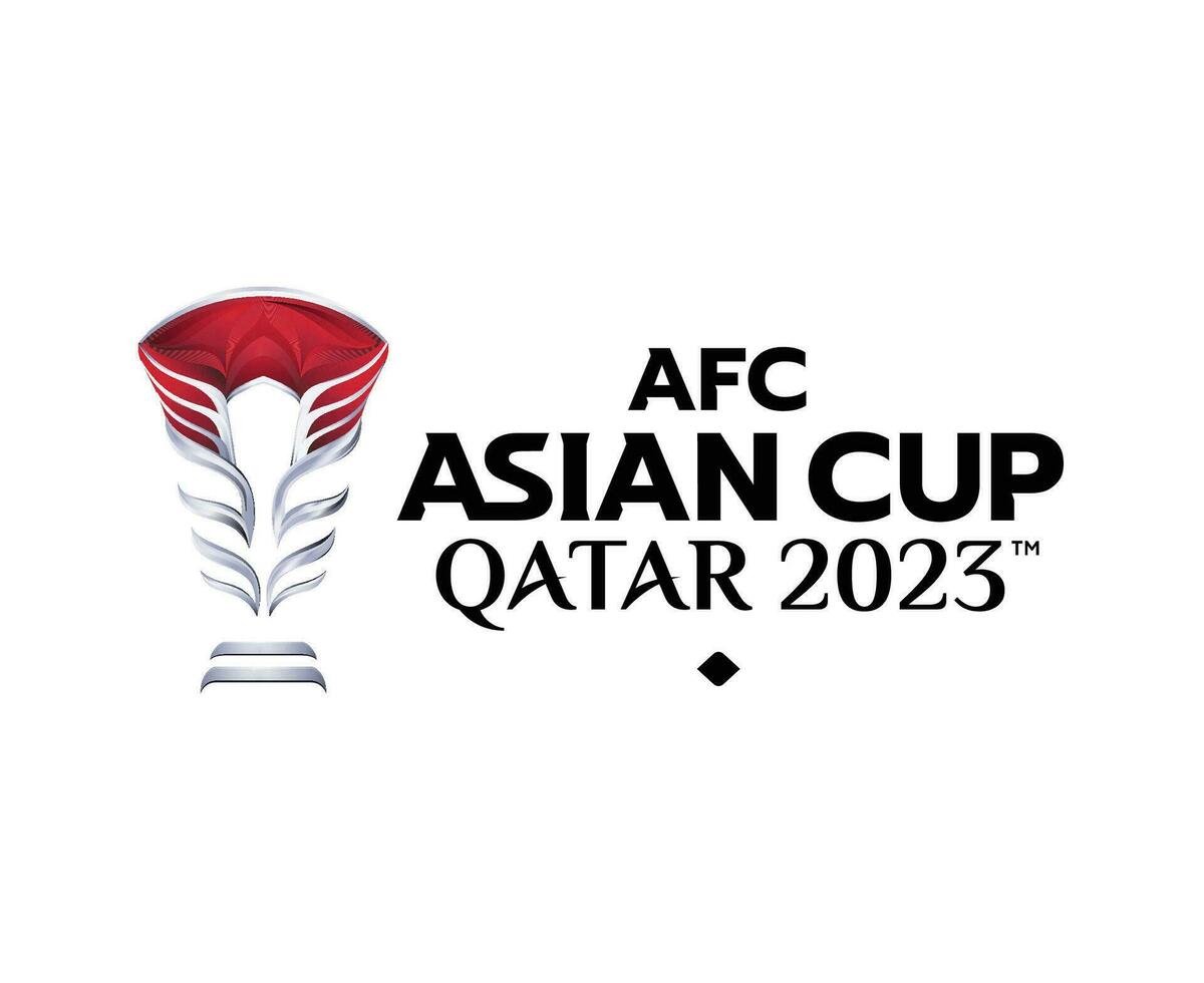 AFC Asian Cup Qatar 2023 Symbol Design Asia Football With Black Background vector