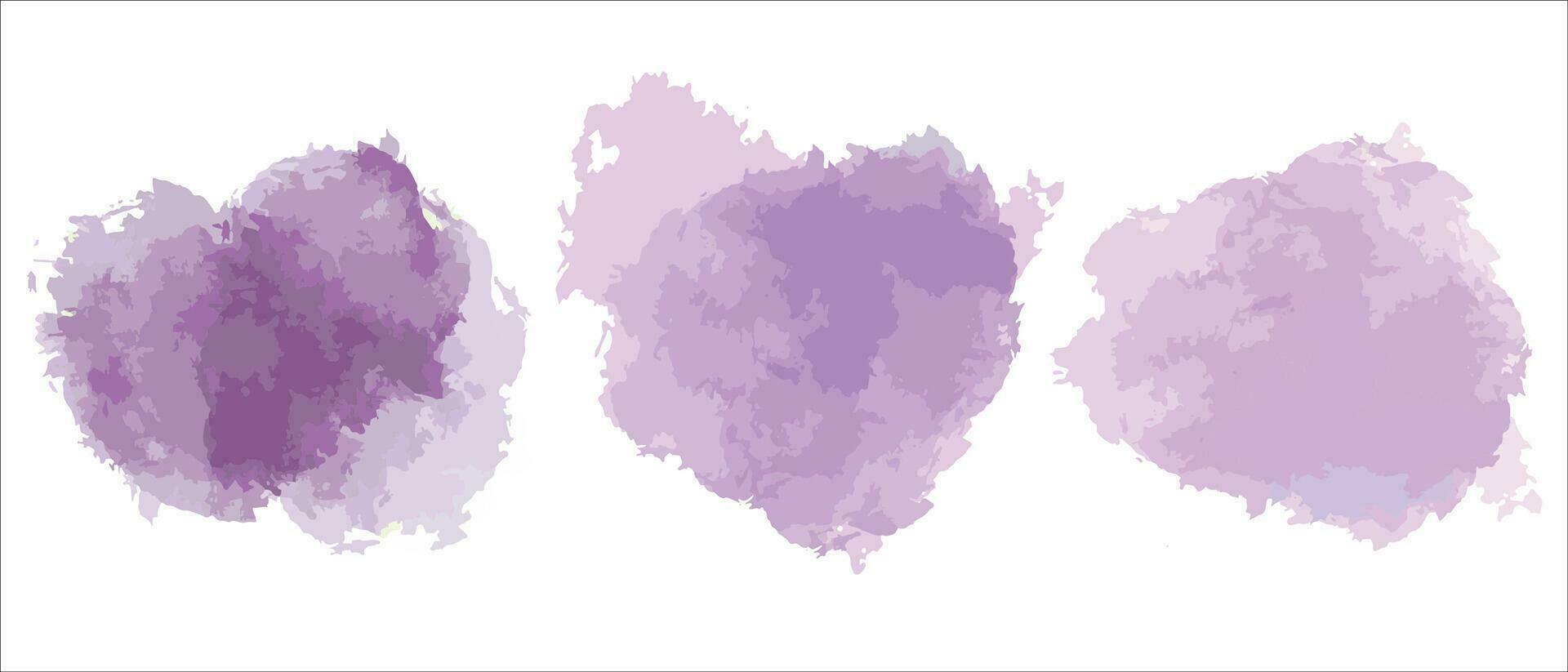 Set of abstract purple watercolor vector