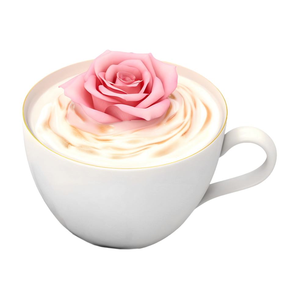 ai généré crème dans une tasse avec fleurs sur transparent Contexte - ai généré png