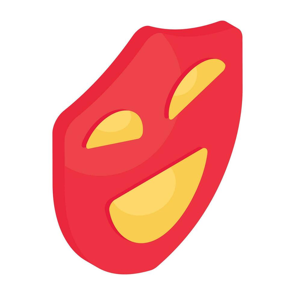 Happy face expression, theater mask icon vector