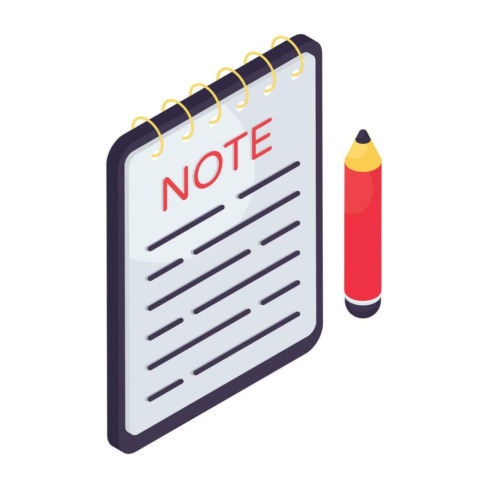 Conceptual isometric design icon of notebook vector