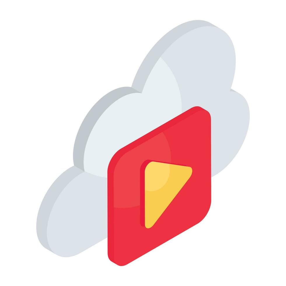 Editable design icon of cloud video vector