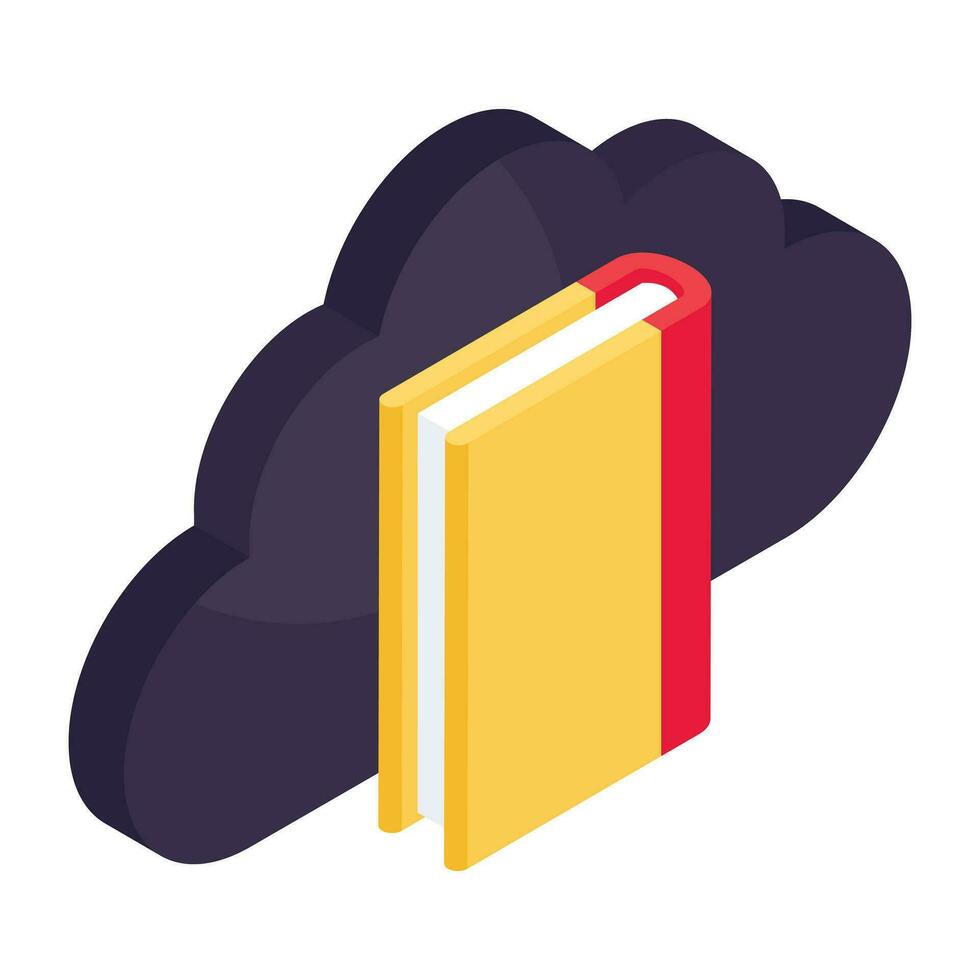 Vector design of cloud book, isometric icon