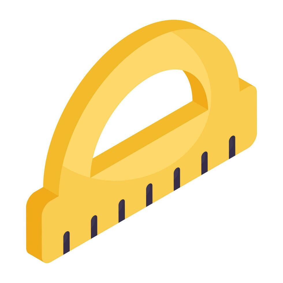 A isometric design icon of protractor scale vector