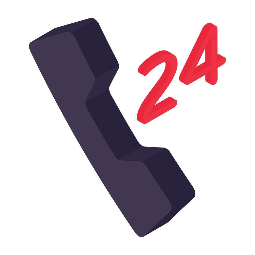 24hr call service icon, editable vector