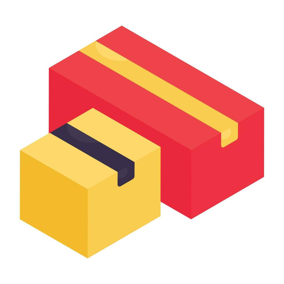 A isometric design icon of logistic parcels, cardboards vector