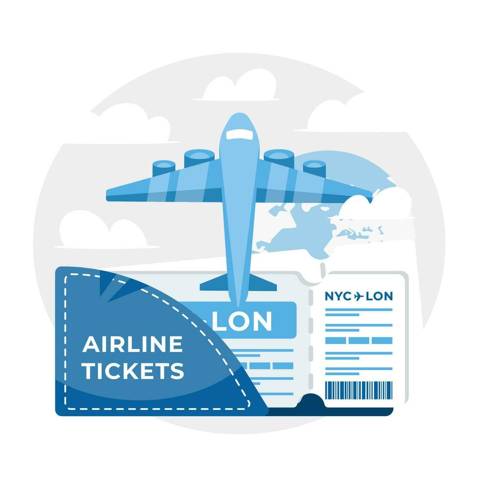 Airplane tickets, perfect for themes related to air travel, booking flights, and international journeys vector