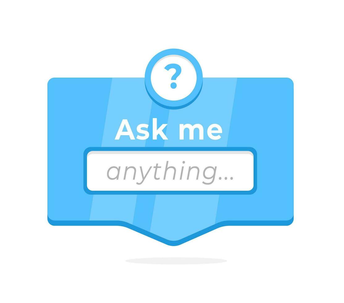 Ask me anything interactive banner design with question mark, a modern vector for FAQs, support services, and help forums