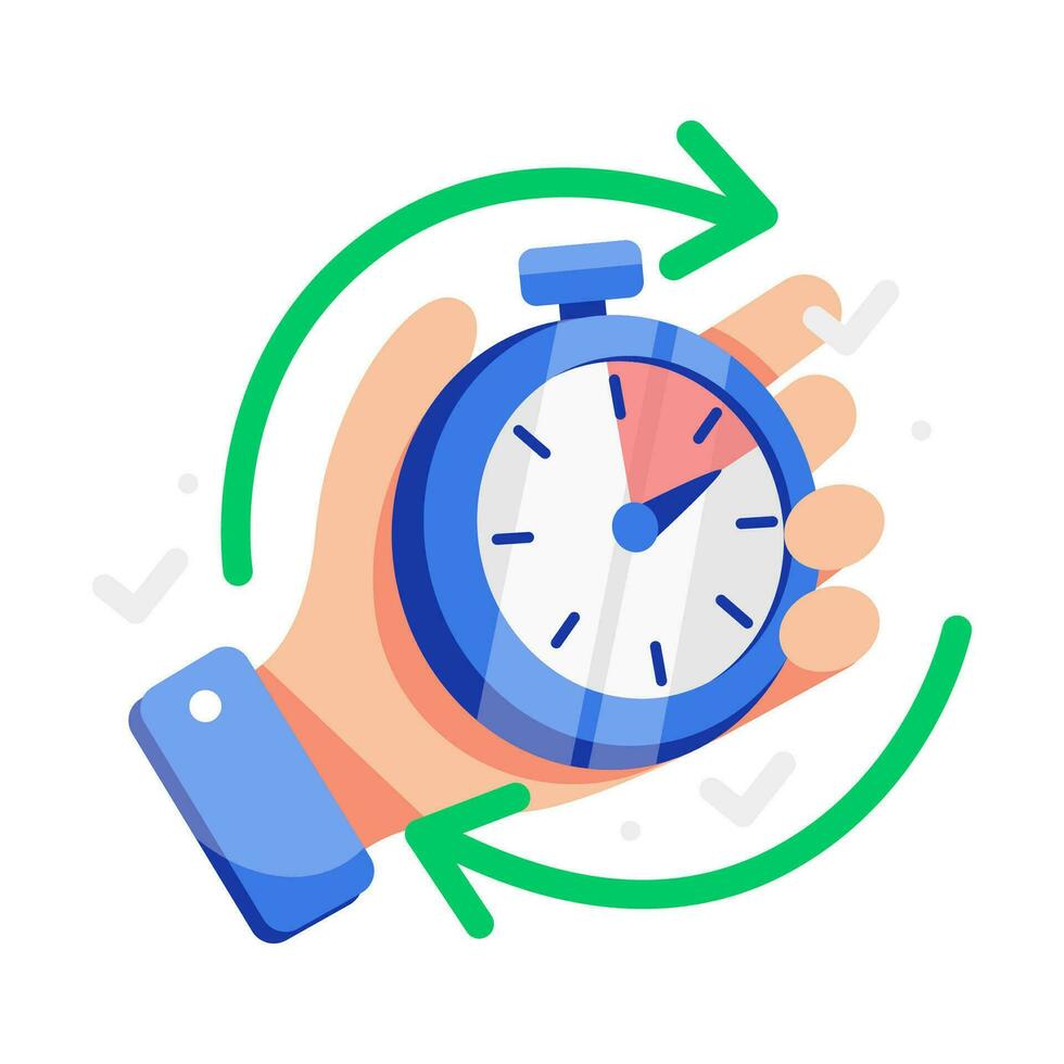 Featuring a stopwatch in hand, encapsulating concepts of time management, deadlines, and efficiency in task completion vector