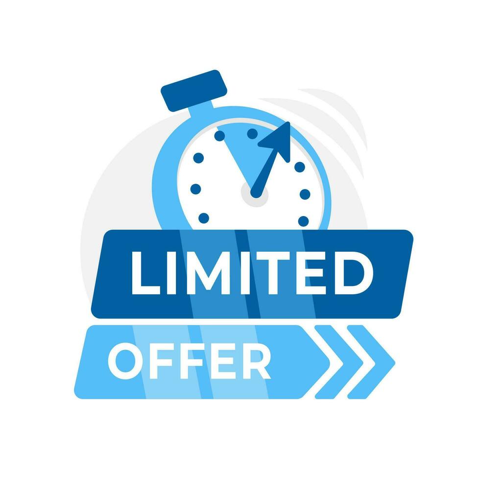 Stopwatch with LIMITED OFFER sign, symbolizing urgent sales promotion and exclusive time-sensitive deals vector