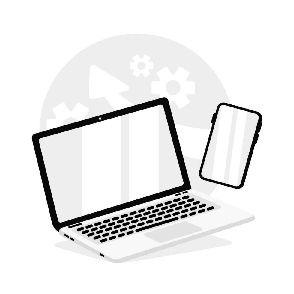 laptop and smartphone, ideal for depicting digital technology, online communication, and modern work environments vector