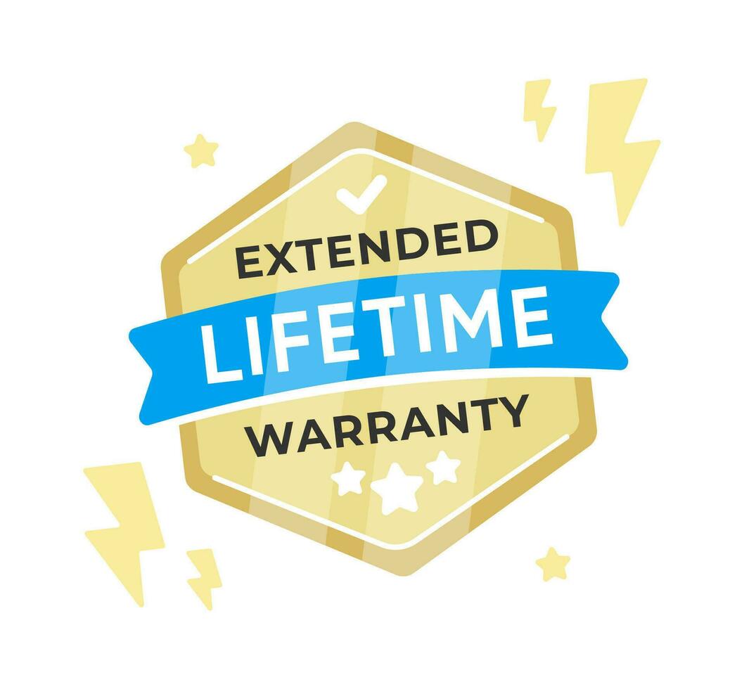 Vector badge showcasing an Extended Lifetime Warranty, perfect for products offering superior quality assurance and long-term customer satisfaction