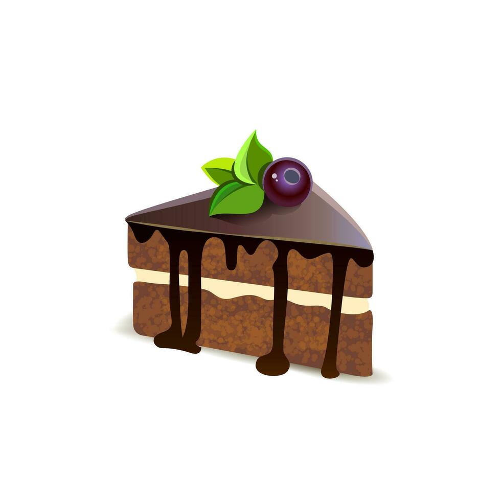 Chocolate cake with cherry vector