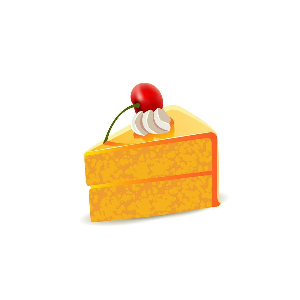 Cake with cream and cherry vector