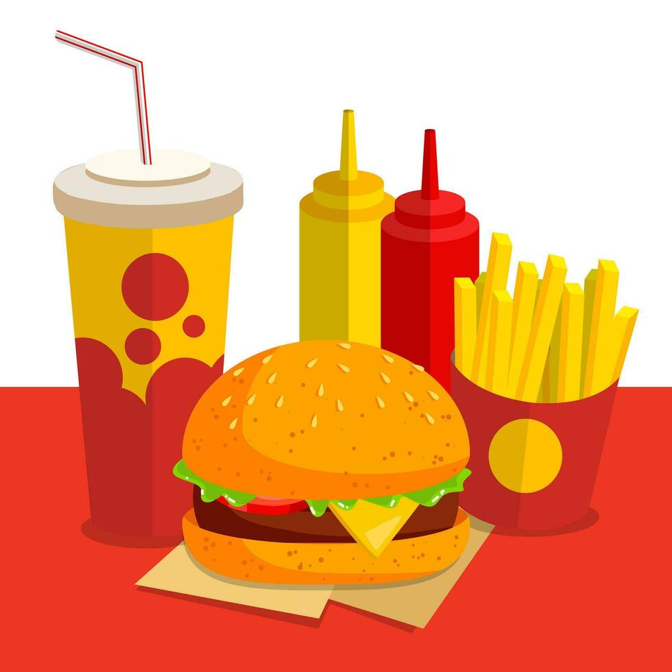 Fast food combo vector