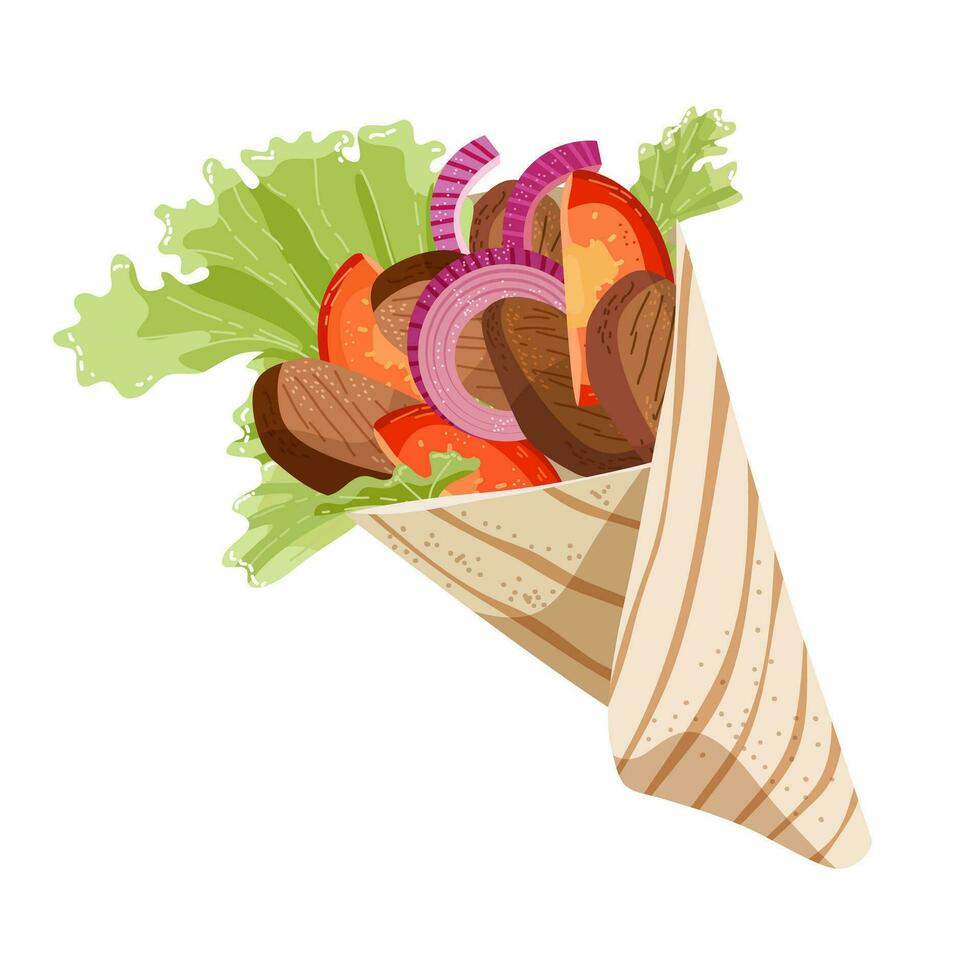 Cartoon shawarma, doner kebab vector